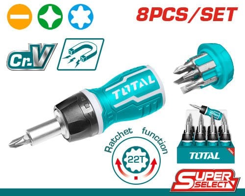Total 8 Parça Bits Uçlu Tornavida Seti / TACSDS1726