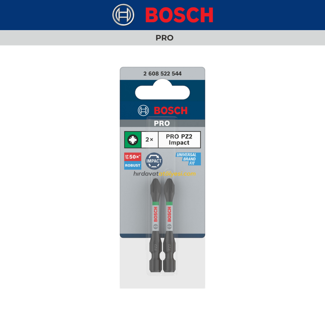 Bosch Pro Impact PZ2 55 mm Yıldız Bits Uç 2'li 2608522544