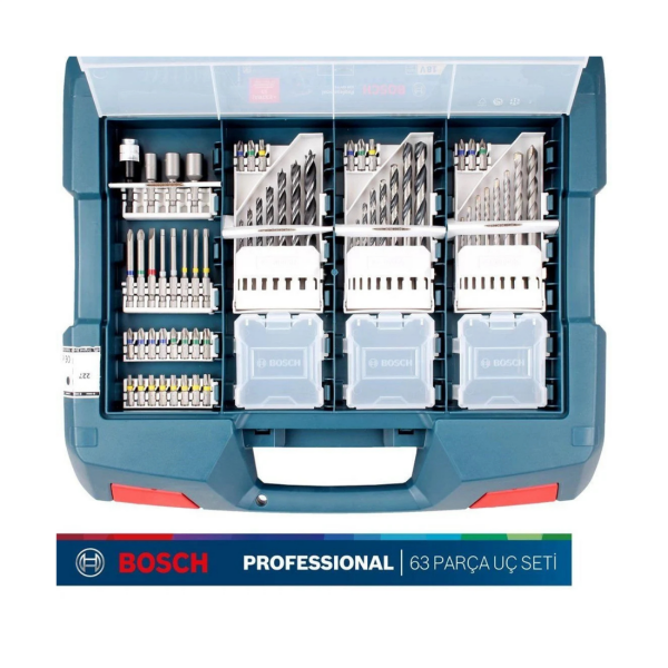 Bosch GSB 18V-45 2x2 Ah. Akülü Darbeli Matkap+63 Prç. Aks. Seti 0615A5007G