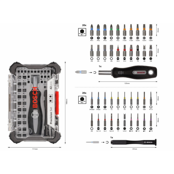 Bosch 42 Parça Hassas Vidalama-Bits Ucu Seti 2607002835
