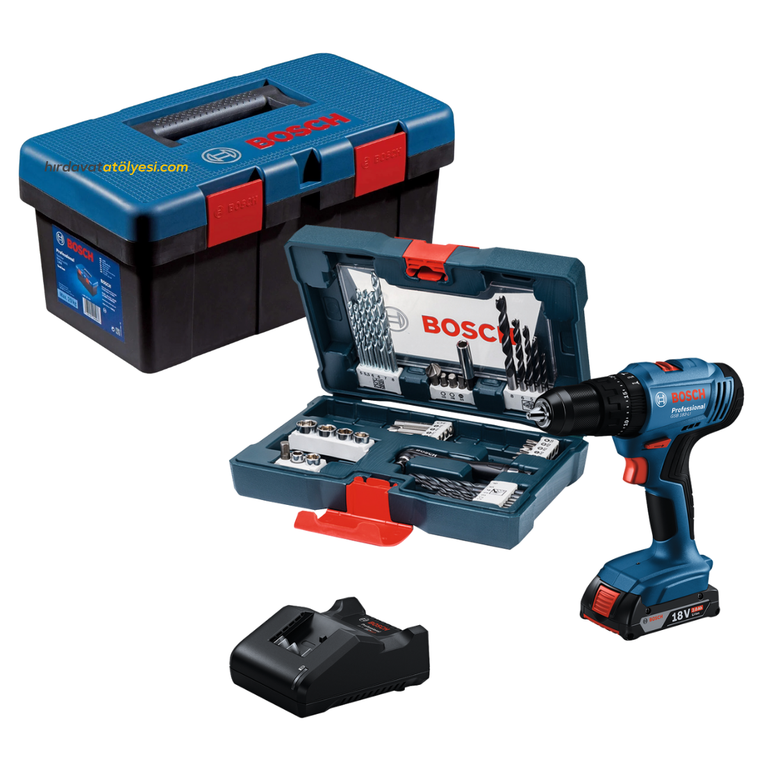 Bosch GSB 183-Li Darbeli Matkap 2AH Akü + 41 Parça Set 06019K91K3