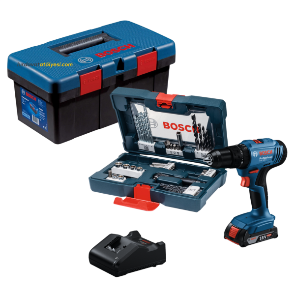 Bosch GSB 183-Li Darbeli Matkap 2AH Akü + 41 Parça Set 06019K91K3